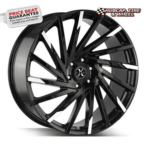 Xcess X02 22X9 Gloss Black Machined Tips Custom Wheel- 5x120 Bolt Pattern, 35mm Offset