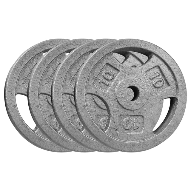 BeesClover Cast Iron Weight Plates Set 1 Inch, 10 Lbs Bumper Plates for Home Gym, Strength Training & Weightlifting, 4pcs