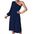 thumbnail image 4 of Vestido De Corte Casual, Cintura Alta, Vestido Con Abertura, Farol, Mangas Largas, Un Hombro Para Fiestas. ANGGREK Otros, 4 of 5