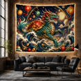 thumbnail image 6 of Mythical Dragon Over Turbulent Waves, Mystical Fantasy Decor for Dragon Lovers, Japanese Wall Art Housewarming Gift Tapestry Wall Hanging for Living Room and Bedroom, 6 of 7