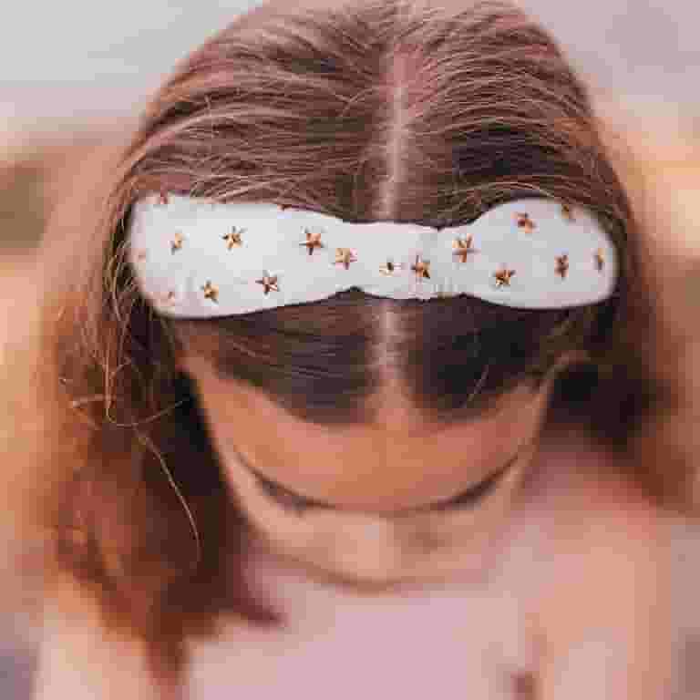2 PK VELVET HAIR TIE SAND W/GOLD HEART & STAR 2 PK VELVET HAIR TIE SAND W/GOLD HEART & STAR