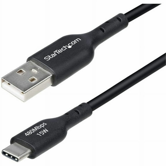 StarTech.com 3ft (91cm) USB-A to USB-C Charging Cable, Charge & Sync, 3A, USB 2.0, TPE Jacket, Black USB Charging Cord