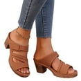thumbnail image 5 of Mostsola Women's Heeled Sandals Open Toe Heel Slip on Slides Dress Shoes Orthopedic Sandals, 5 of 9
