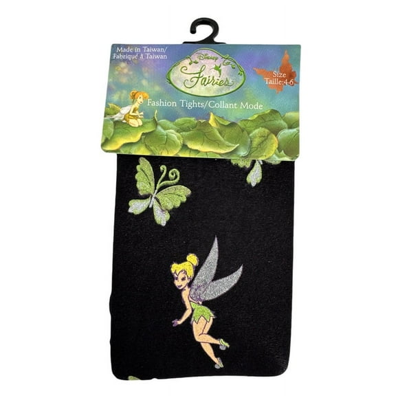 Disney Fairy Tinker Bell girl's black tights (size 4-6)