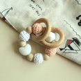 thumbnail image 2 of Juego de 3 pulseras de dentición para bebés recién nacidos, chupete de alce de ganchillo, cuentas de madera, sonajero, mordedor, juguetes de lactancia., 2 of 5