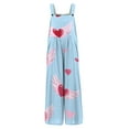 thumbnail image 3 of Fgvctg Womens Valentine's Day Jumpsuits Wide Leg Pant Romantic Love Heart Print Overalls Sleeveless Romper Spaghetti Straps Jumpsuits Oversized Bib Overalls Sprimg Clothing With Pockets Sky Blue 2XL, 3 of 5