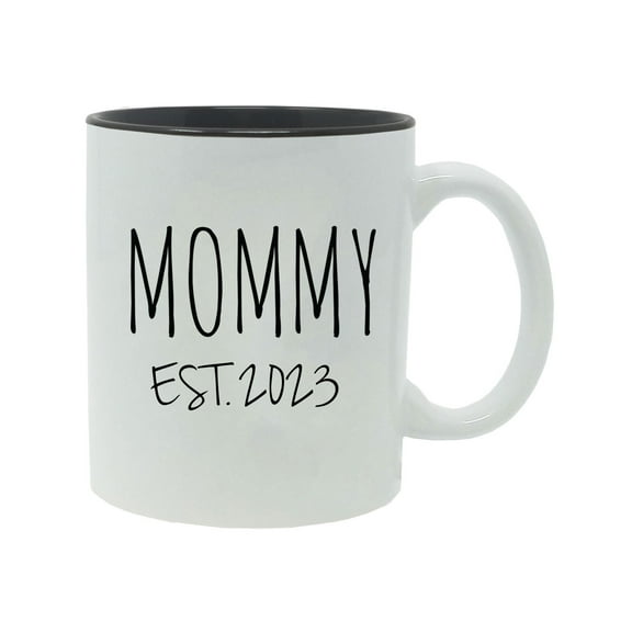 Mommy Established Est. 2023 11-Ounce Ceramic Sublimation Coffee Mug with Gift Box, Black