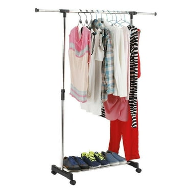 Ktaxon Portable Rolling Clothes Rack Hanging Garment Bar Heavy Hanger Adjustable