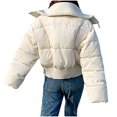 thumbnail image 4 of Olyvenn Women's Stand Collar Quilted Puffer Jacket - Oversized Casual Puffy Padded Down Coat Insulated Outerwear with Pockets White L, 4 of 4