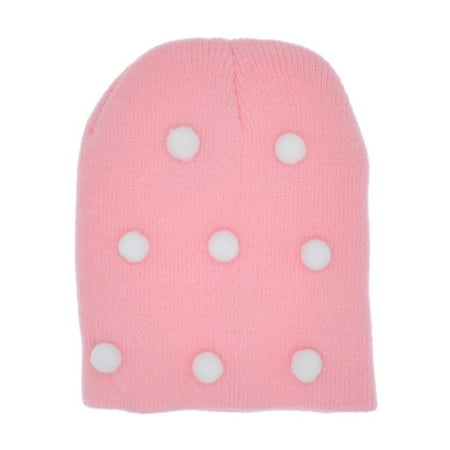 

Children Pure Color Keeping Warm And Knitted Wool Hat Hairball Cap One Size