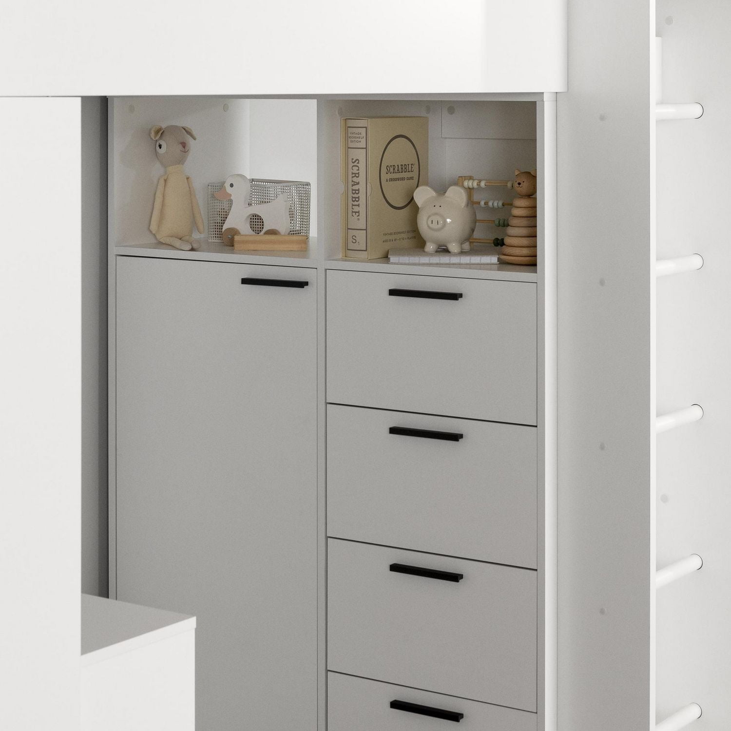 Lit mezzanine avec bureau de la collection Logik South Shore