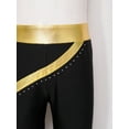 thumbnail image 5 of CHICTRY Kids Girls Figure Skating Leggings Spiral Metallic Striped Dance Pants Shiny Rhinestones Gym Pants Gold 16, 5 of 7