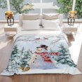 thumbnail image 4 of Christmas Snowman Throw Blankets, Winter Blue Snowy Pine Forests Bird Soft Fleece Blanket Decorative for Home Sofa Couch Chair Living Bedroom, 60x80 inches,, 4 of 8