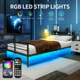 thumbnail image 5 of LFGUIZO Twin Size Gaming Black Metal Bed Frame TV Mount & Charge Station in Wood Headboard, LED Lights,with Vented Storage Shelf No Box Spring Needed, 5 of 7