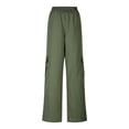 thumbnail image 3 of Women's Straight Leg Cargo Pants Elastic Waisted Casual Long Pants Travel Hiking Outdoors Joggers Trousers with Pockets, 3 of 6