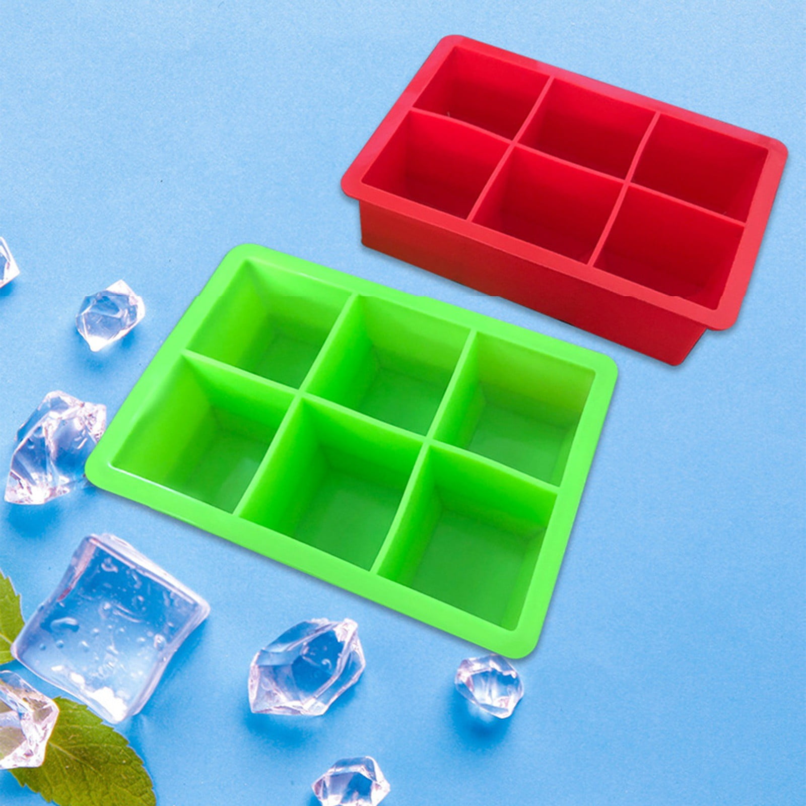 4-Pack Silicone Ice Cube Trays with Lids - Large Square Ice Molds for Cocktails, Stackable Leakproof Freezer Trays, BPA-Free Flexible Cube Maker for Bourbon & Drinks