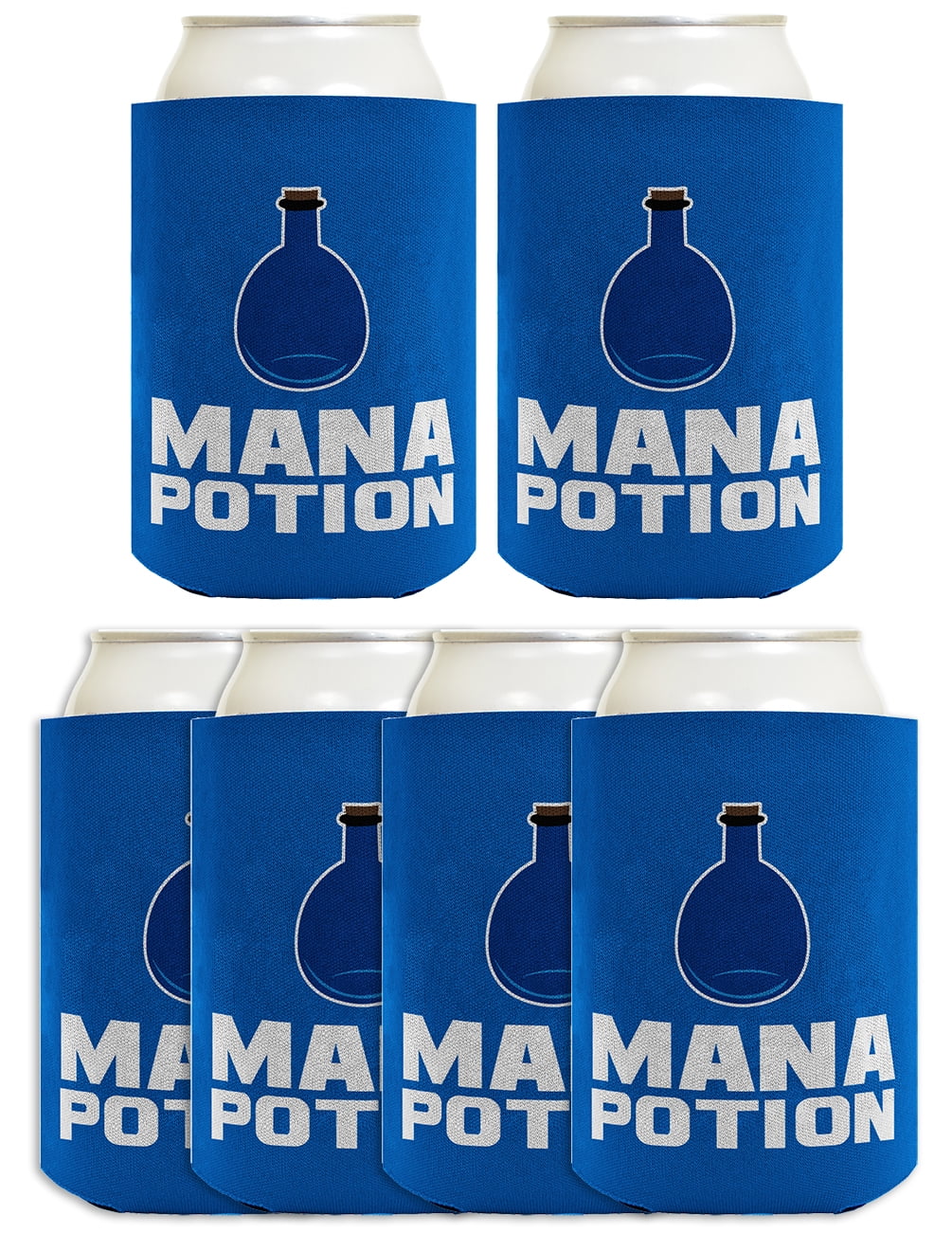 Funny Can Coolie Mana Potion Gamer Gift Geek Nerd Dragon Power Up 6 Pack Can Coolie Drink Coolers Coolies Blue