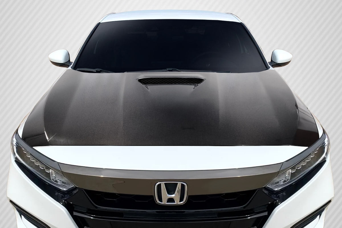 Compatible With/Replacement For 2018-2020 Honda Accord Carbon Creations  Type R Look Hood - 1 Piece (BRIGHTT-82082969 Carbon Fiber)