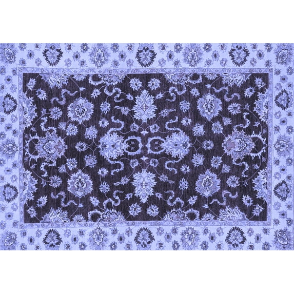 Ahgly Company Machine Washable Indoor Rectangle Oriental Blue Traditional Area Rugs, 3' x 5'
