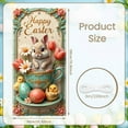 thumbnail image 2 of Bunny Design Easter Banner Easter Egg Decor Bunny Display Floral Pattern Tea Cup Motif Easter Backdrop for Easter Party Spring Celebration Home Decoration, 2 of 9