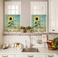 thumbnail image 3 of 3 Piece Kitchen Curtains and Valances Set Sunflowers Cafe Curtains 36 Inch Length Botanical Ombre Flowers You Are My Sunshine Valance & Tier Curtain for Living Room Bedroom Window 54"x18"+27"x36"*2, 3 of 6