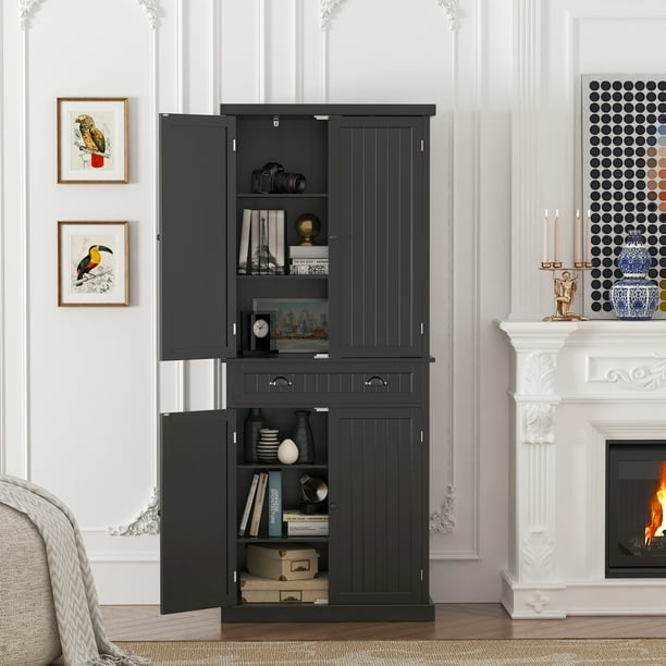 HOMEFORT 72" Traditional Freestanding Kitchen Pantry Cupboard
