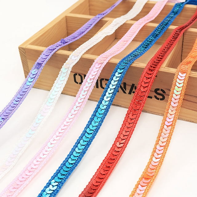 Becaristey Polyester Vintage Sequined Dress Ribbon For Retro Look Glamorous Sequined Band laser silver