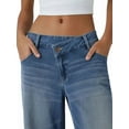 thumbnail image 3 of Female Denim High Waist Pocket Wide Leg Jeans Blue S, 3 of 8