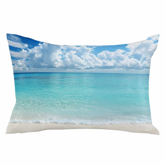 Beach Nature Coast Sea Shore Sky Seawater Queen Size Pillow Cover, Pillowcase Protectors with Zipper, Breathable Decorative Throw Pillow Case Cover, Pillow Shams for Couch Sofa 20x30Inch