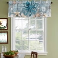 thumbnail image 5 of Blue Octopus Coastal Valances for Windows, Summer Beach Ocean Starfish Coral Light Filtering Kitchen Curtains, Rod Pocket Window Valance Curtains for Living Room Bedroom, 60" W x 18" L, 2 Panels, 5 of 9