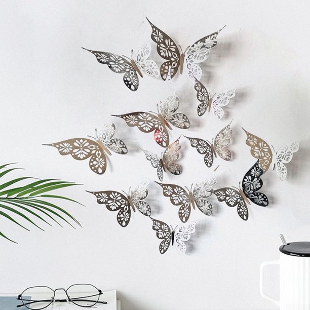 12 pcs 3D Butterfly Wall Stickers Room DIY Decal Home Decor Multiple ...