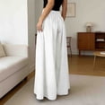 thumbnail image 5 of Mifsaly High Waisted Wide Leg Palazzo Pants Women Button Down Front Smocked Flowy Pant with Pockets Loose Fit Casual Summer Beach Vacation Clothes, 5 of 6