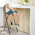 thumbnail image 5 of 2pcs 30 inch Folding Bar Stool with Backrest - PU Cushioned Counter Height Stool, Portable Metal Frame Barstools for Outdoor, Camping, Kitchen, Shop, and Cafe (Black), 5 of 9