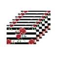 thumbnail image 4 of MKHERT Watercolor Red Rose Striped Design Placemats Table Mats for Dining Room Kitchen Table Decoration 12x18 inch,Set of 6, 4 of 4