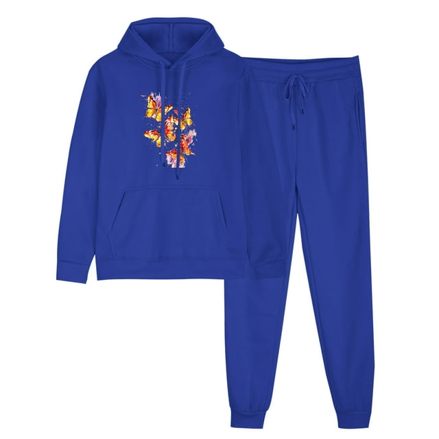 ZVAVZ Lady 2 Piece Outfits Sweatshirt 2025 Colorful Heart Print Sweatsuit Sets Hooded Drawstring Pullover Tops Fashion Long Pants Lounge Set Tracksuit