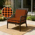 thumbnail image 2 of Outdoor Patio Cushion Covers 4 Pack Orange Black Plaid Patio Chair Cushion Covers with Ties and Zipper Farmhouse Buffalo Check Waterproof Outdoor Seat Cushion Covers for Patio Furniture 22"x20", 2 of 8