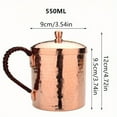 thumbnail image 4 of EASTIN 11.83oz/18.6oz Handcrafted Hammered Copper Cups - Rose Golden & Black  Heavy Pure Solid Copper Mugs with Lid for Travel  Outdoor  and Home Use, 4 of 7