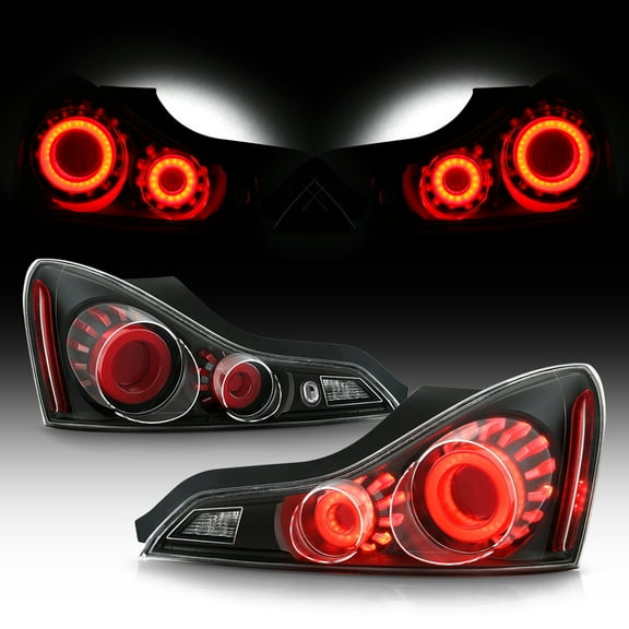 2008-2015 G37 / Q60 Coupe Black 3D LED Tube Tail Lights Brake Lamps Left Right