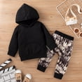 thumbnail image 2 of StylesILove Infant Baby Boys Girls Solid Long Sleeve Pullover Hoodie and Tie-dye Pants 2pcs Fall Winter Toddler Sweatsuit Outfit (Black, 24 Months), 2 of 8
