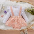 thumbnail image 2 of Odeerbi Autumn Winter Baby Girls Baby Girl 2025 Long Sleeved Blouse Flower Pattern Suspender Skirt Suit, 2 of 9
