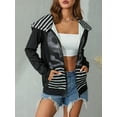 thumbnail image 4 of Women Hooded Coat Skull Stripe Printing Zip-Up Pockets Long Sleeve Tops Street Style Outerwear, 4 of 9