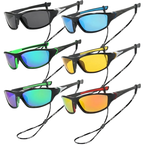 6 Pack Polarized Cycling Sunglasses for Men Women, Sports Sunglasses UV Protection for Fishing Driving