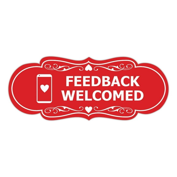 Signs ByLITA Designer Feedback Welcomed Sign (Red) - Large