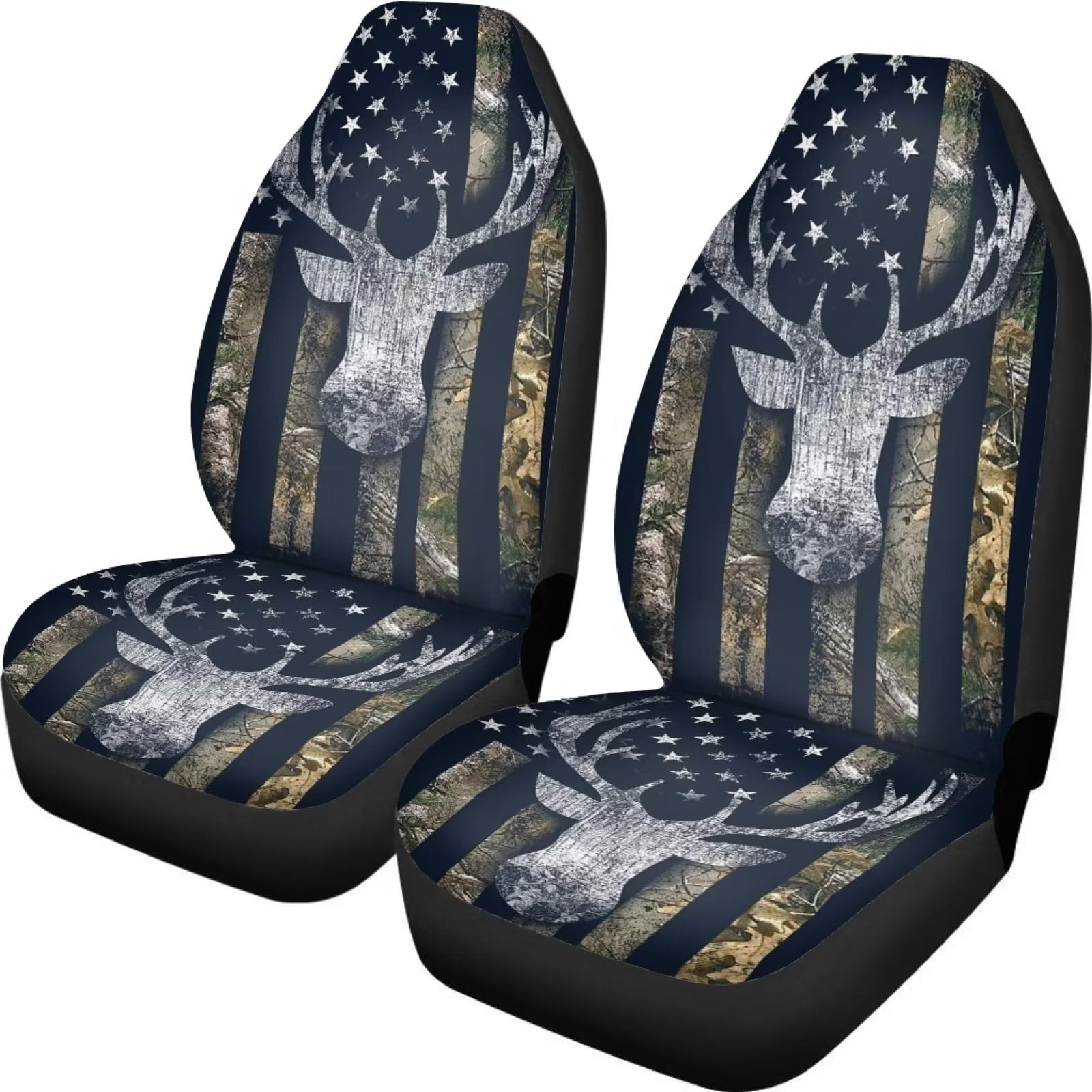 FKELYI Car Seat Covers with Camo Hunting Deer Maple Wood for Women Men