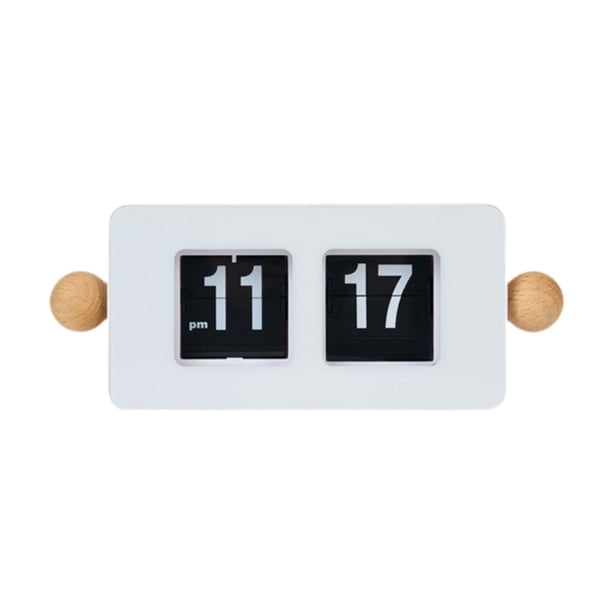 Reloj de mesa con giro automático, reloj con cambio de página automático, centro de mesa, decoración moderna para el hogar Blanco