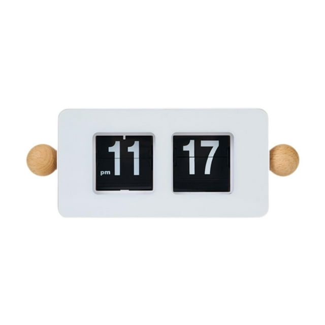 Tnarru Auto Flip Clock Home Decor Desktop Ornament for Bedside Bedroom Dining Table White