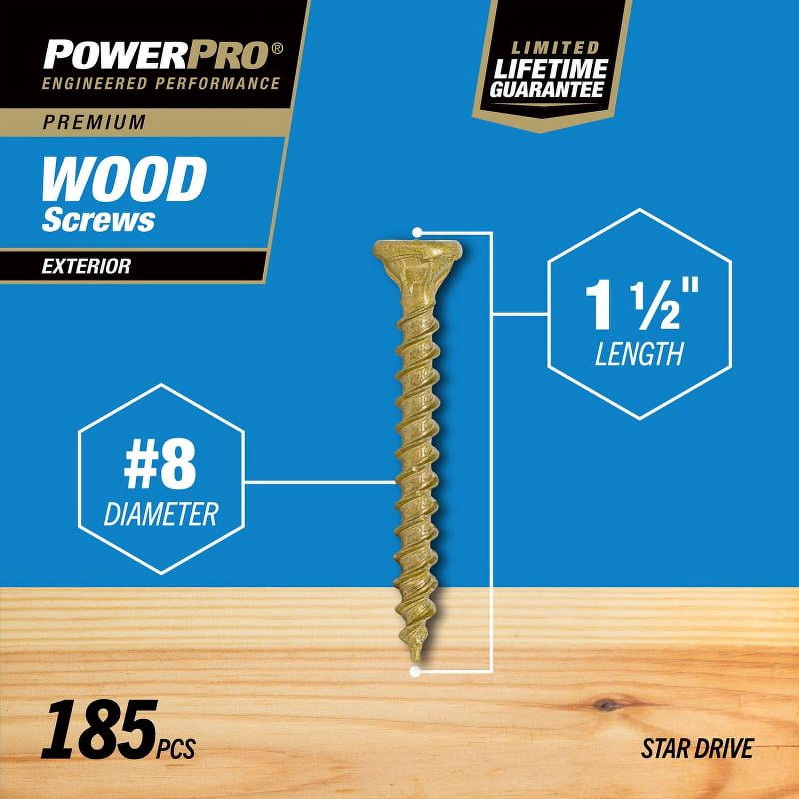 Hillman 48595 Power Pro No. 8 X 1-1/2 In. L Star Exterior Wood Screw 1 Lb.