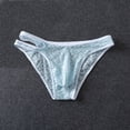 thumbnail image 2 of LODIENY Lace Frilly Panties for Men One Sided Cross Over Double Belt Pouch Mesh Briefs Underwear Light Blue XL, 2 of 6