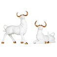 thumbnail image 2 of 2x Estatua de creativa Estatuilla de toro Escultura Arte moderno Lucky Feng Shui Resina Estantería animal, Decoración para hogar, Soporte Blanco BLESIY Estatua de vaca, 2 of 8