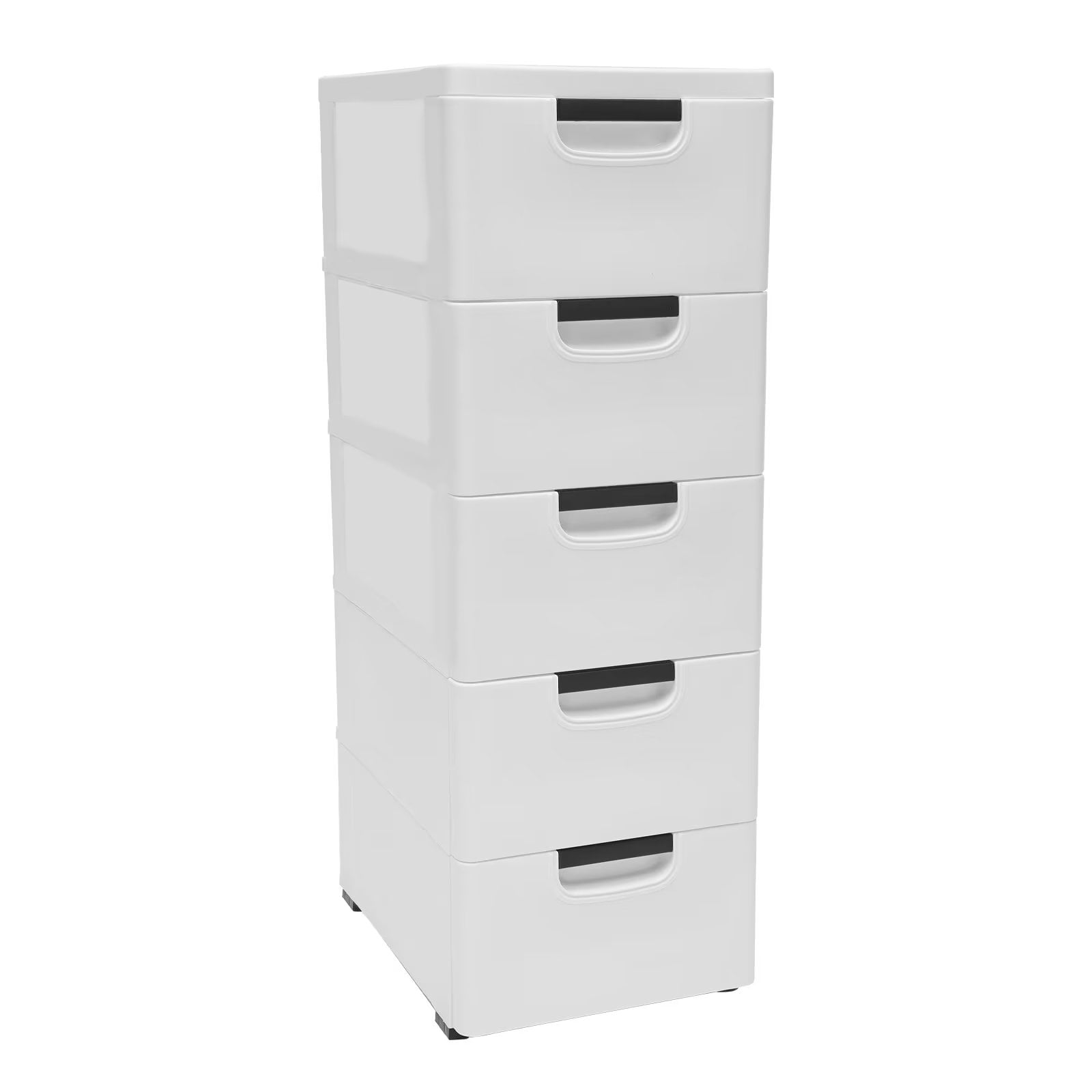 Modern 5 Drawers Dresser, Plastic Tower Closet Organizer with Wheels